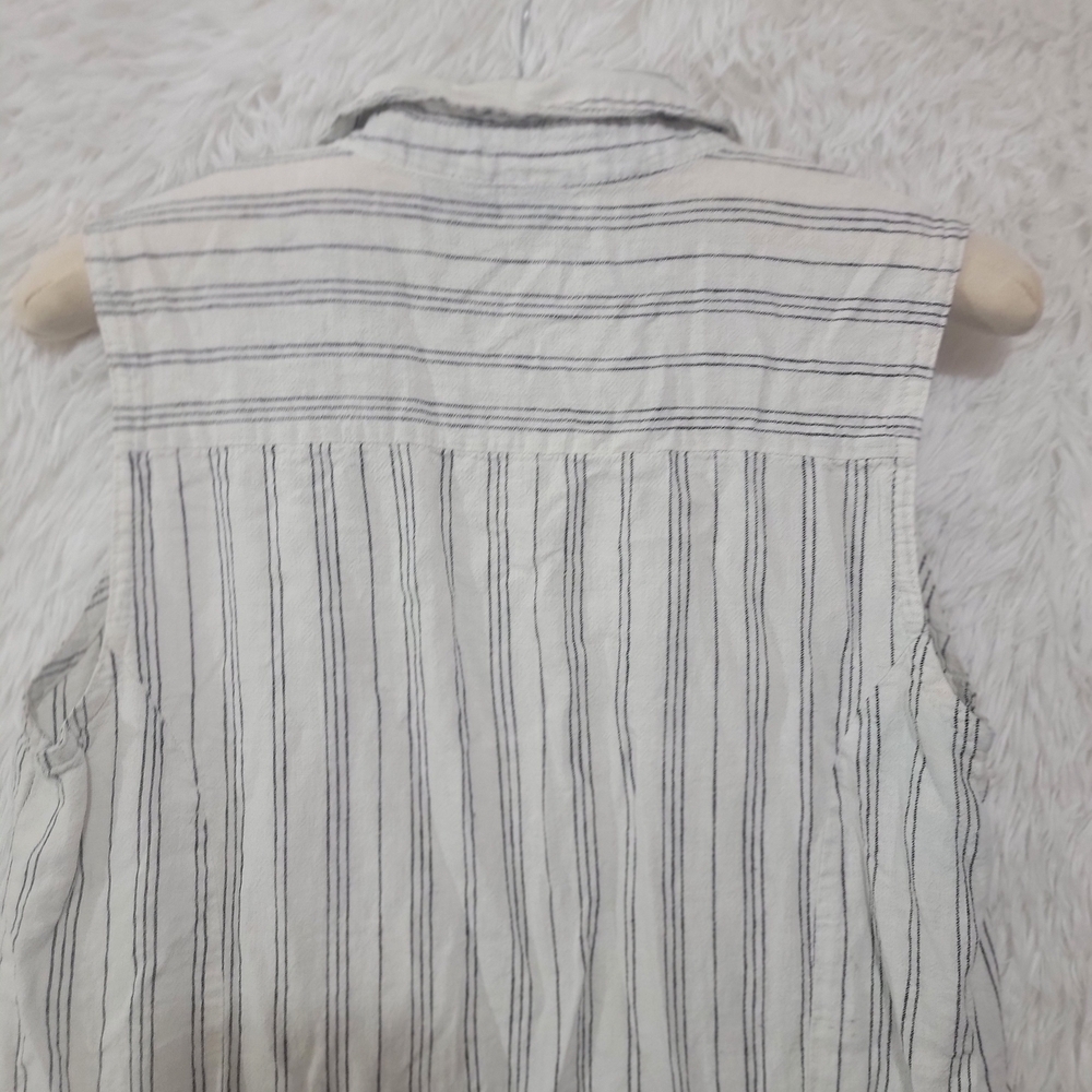 Esmara Linen Sleeveless Striped Midi Dress - White and Gray Size 8 - Picture 5 of 16